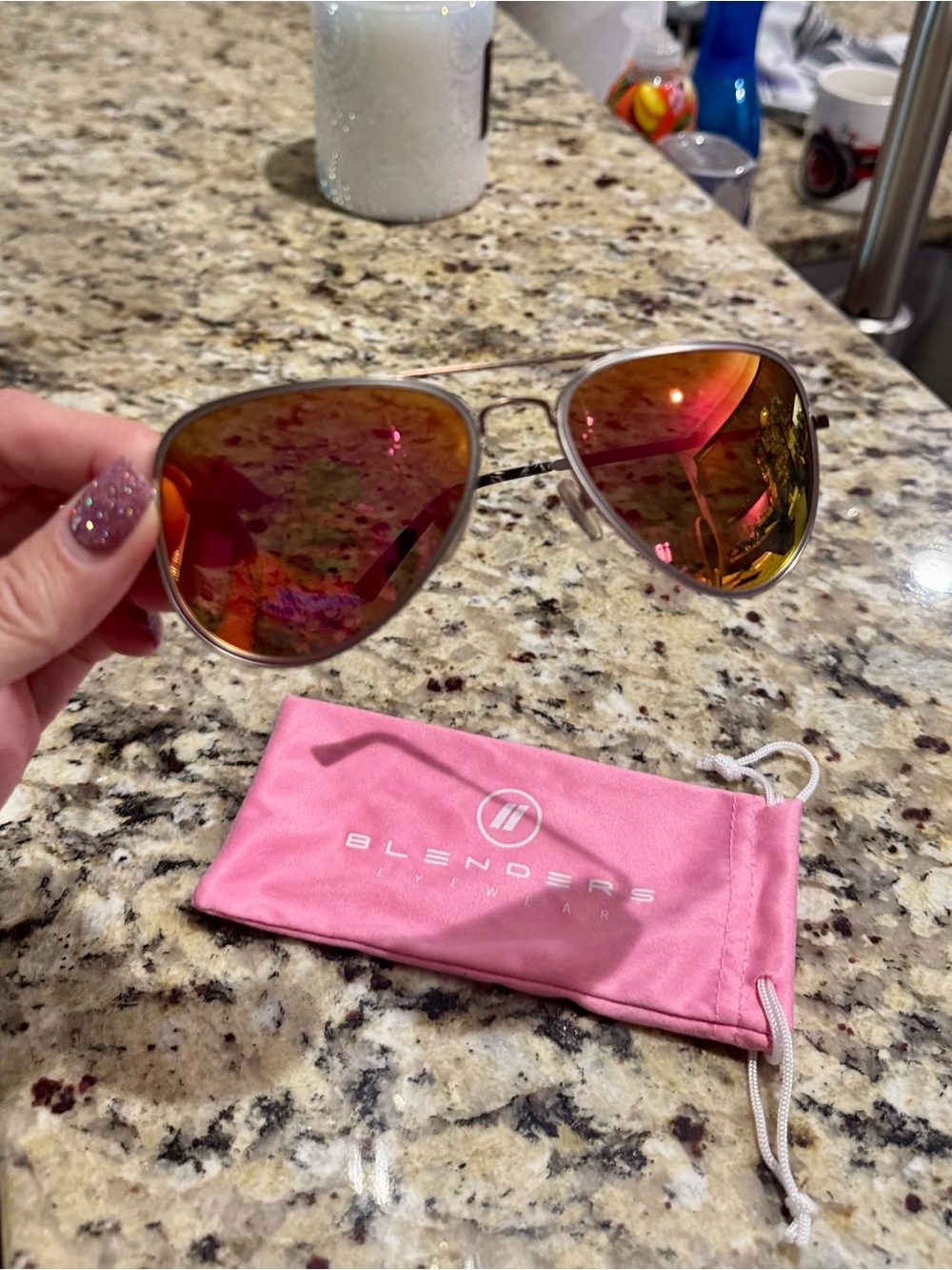 Blenders Eyewear Women's Aviator Sunglasses - Pink/Gold Mirrored